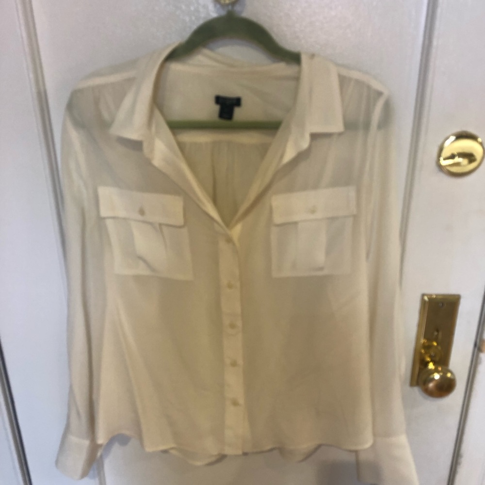 Sheer ivory button down